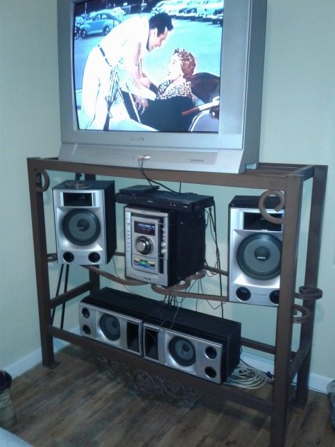 Custom made entertainment with Panasonic TV with stereo.