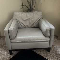 Grey Leather  Deep Chair