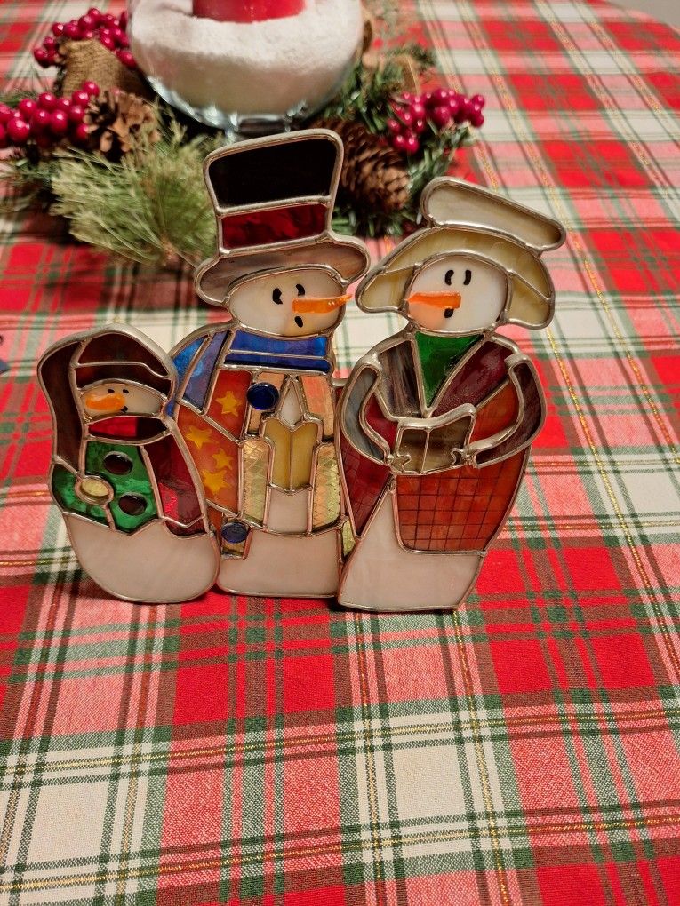Stain Glass Snowmen