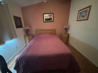 Full Size Wood Bed Frame & Matching 3-Drawer Nightstand