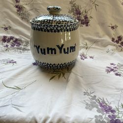 FOLK CRAFT BY TIENSHAN SPONGE  COOKIE JAR COOKIES YUM YUM