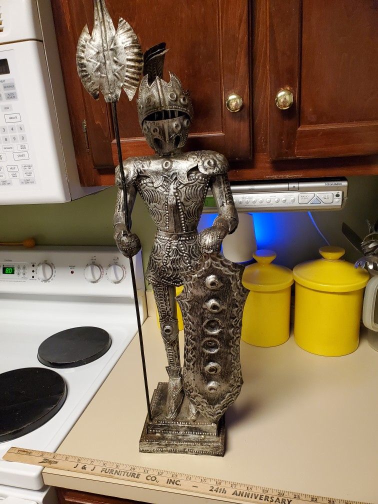 Pressed Tin Medieval Style Suit Of Armor 28 Inch