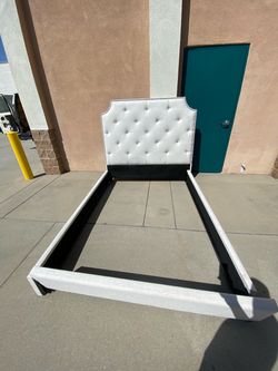 White Tufted Upholstered Bed Frame