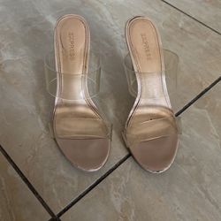 Express Nude/Clear Heels Size 6