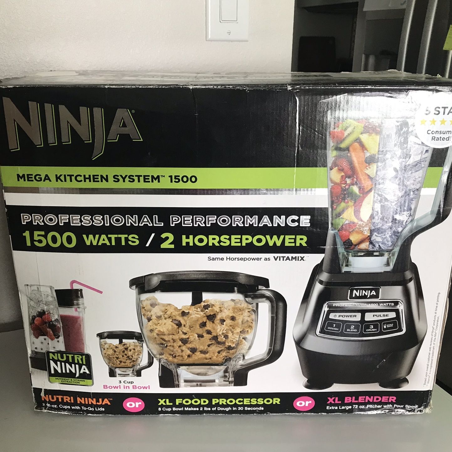 NINJA MEGA KITCHEN SYSTEM 1500, NUTRA NINJA/FOOD PROCESSOR/XL