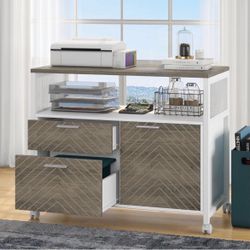 Tribesigns Modern File Cabinet with Drawers for Letter-Sized File and Door, Lockable lateral Filing Cabinet Printer Stand with Storage Shelves and wit
