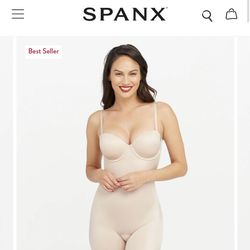 SPANX Suit Your Fancy Strapless Cupped Mid- Thigh Bodysuit