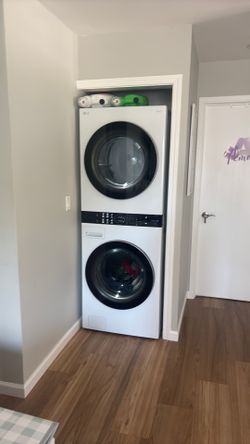 Stackable gas washer and dryer