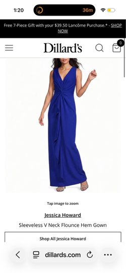 Jessica Howard Sleeveless V Neck Flounce Hem Gown