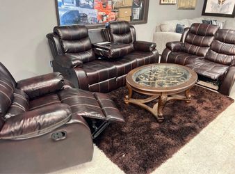 NEW RECLINING 3pc SET SOFA LOVESEAT AND RECLINER WITH FREE DELIVERY PAY ON DELIVERY