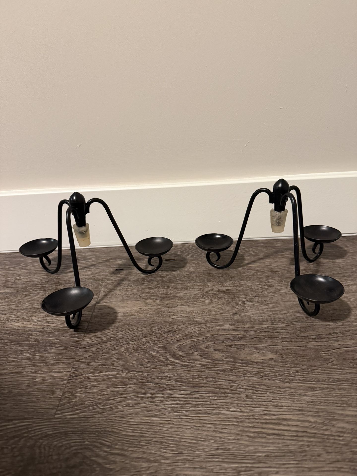 Pair Of Black Candle Holders 