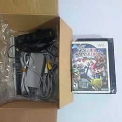 Nintendo Wii Console Bundle Black with Super Smash Bros Brawl – Like New