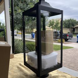 Havenridge 3-Light Matte Black Outdoor Post with Clear Glass (1-Pack)