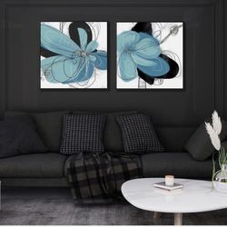 Blue Flowers Abstract Canvas Wall (162)11