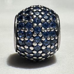 Pandora (Retired) Blue Pave Lights Sterling Silver Charm With Blue Nano Crystals