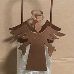 Decorative Chrome Metal/Glass Angels Candle Holder With Handle