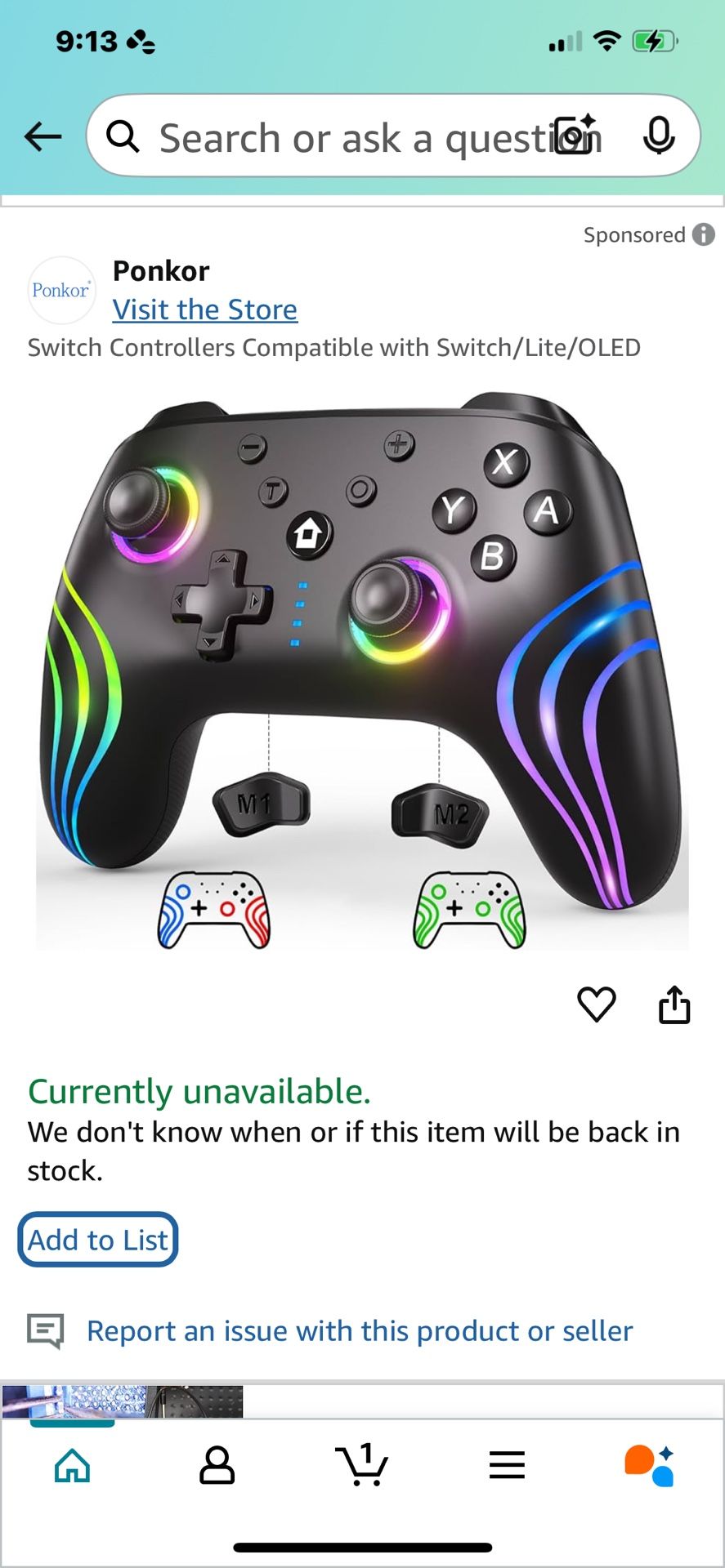Nintendo switch control