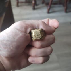 18 Kt Gold Ring Weird Insignia 