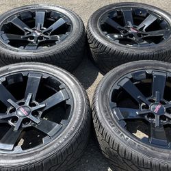 22 inch 2017 BLACK GMC OR CHEVY RIMS AND TIRES 6x139.7