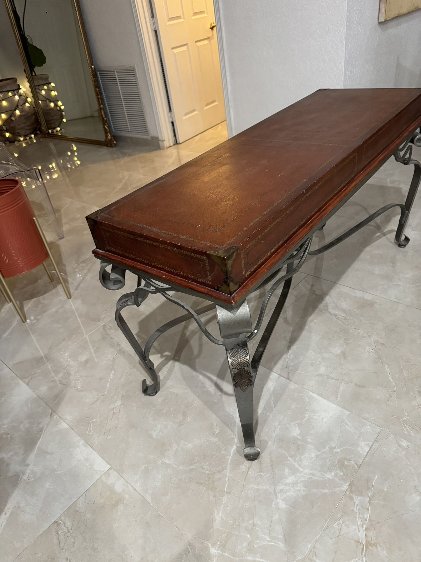 Leather Top Console Table