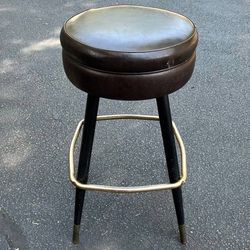 Vintage Mid Century Modern MCM No Back Swivel Bar Stool For Upholstery