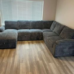 Dark Grey Sectional WITH Chase- Super Comfy - AVAILABLE NOW - SAME DAY DELIVERY 🚚