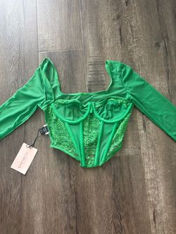 NEW WITH TAG GREEN LACES CORSET TOP