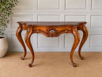 French Provincial Carved Wood Console Table