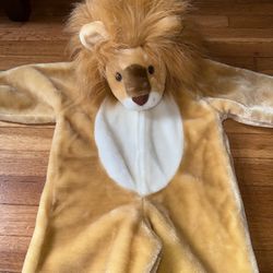 Kids Lion Costume Full Body Zip Up Plush Faux Fur Animal Halloween Size 2-3 T