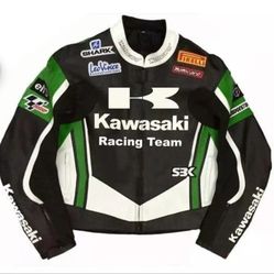 Men Kawasaki Racing Team Motorcycle Riding Gear CE Armors Cowhide Leather Jacket
NarsonLeather