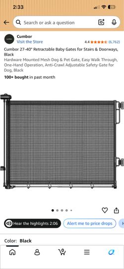 Cumbor Retractable Baby Gate Black