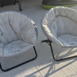 2 Papasan / Saucer Chairs w/ Cushions (Pair) – Comfy, Priced to Sell