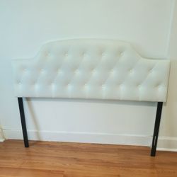 WHITE LEATHER QUEEN SIZE HEADBOARD