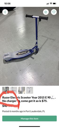 Razor Electric Scooter Year 2015 E 90 🛴 . No charger 🔌 come get it as is $75.