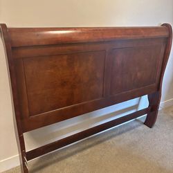 Queen Size Cherry Wood Sleigh Bed + Box Spring Included