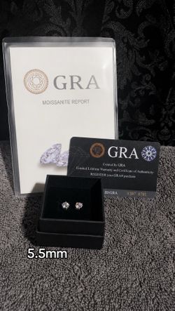 5.5mm VVS1 Moissanite Stud Earrings 925 Silver – GRA Certified – Pass Diamond Tester