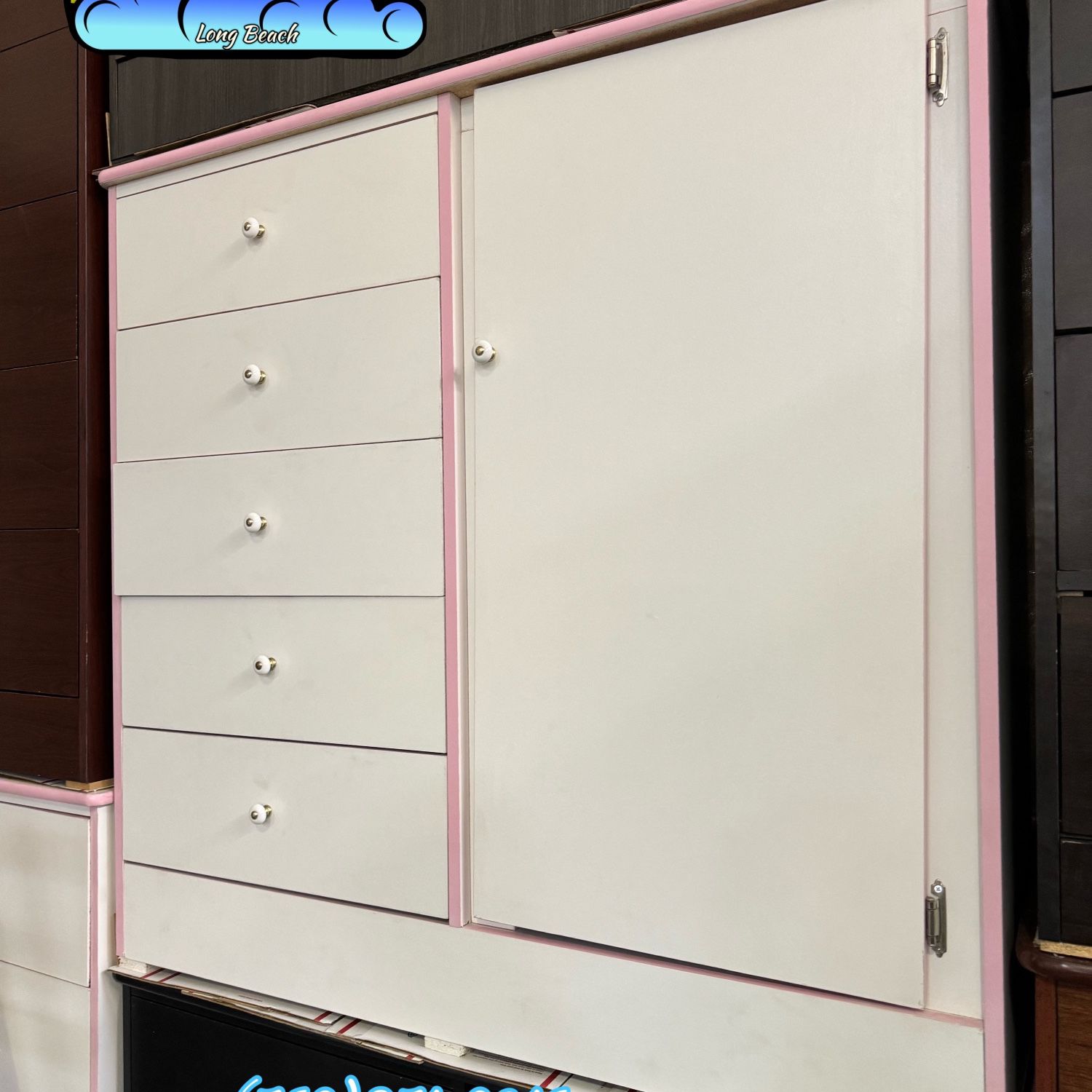 White And Pink Wardrobe Baby Closet Dresser 