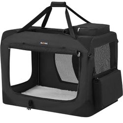  Dog Crate, Collapsible Pet Carrier, XL, Portable Soft Dog Crate, Oxford Fabric, Mesh, Metal Frame, with Handle, Storage