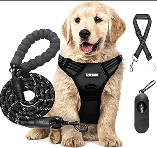 Dog Harness , 5ft Leash Set-No Pull Dog Harness Dogs and a Doggy Seatbelt Size Small/Medium

