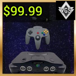Nintendo 64 N64 Console NUS-001 Black Gray OEM Controller Cables
