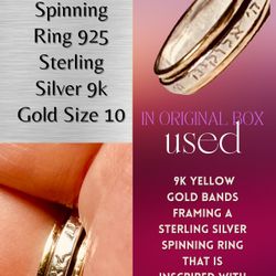 Spinning Ring 925 Sterling Silver 9K Silver Gold.(10).