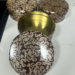 3 Vintage Victorian Style Tins