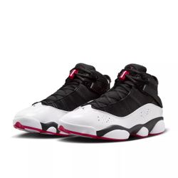 Mens Air Jordan RETRO 6 RINGS 'BLACK WHITE VARSITY RED'