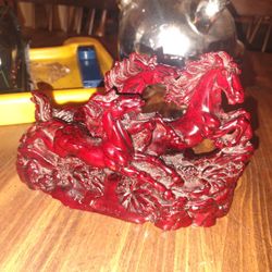 Chinese FengShui Successful Lucky Red 3 Running Horses 

