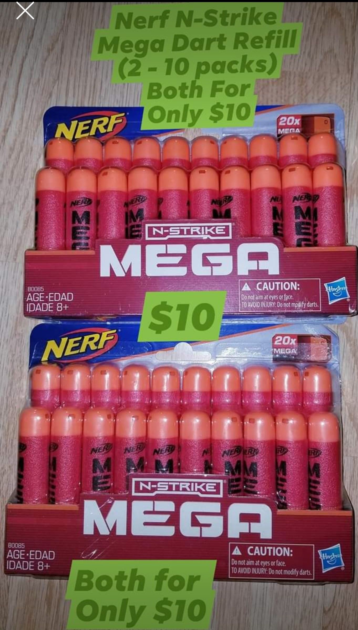 Only $10 for Both🛑Nerf N-Strike Mega Dart Refill (2-10 packs) Brand New Never Opened. Both for $10