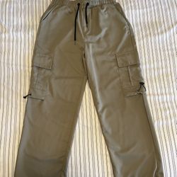 Olive Drawstring Cargos