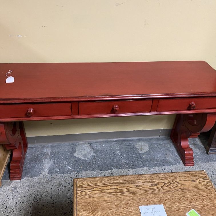 Cliff the Wide Distressed Red Console Table