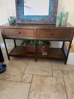 Industrial Wood and Metal Console Table