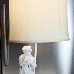 A Beautiful Victorian Parian ware porcelain lamp with a classical female figure.