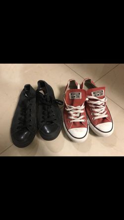 2 pairs of Converse Women’s size 8, Men size 6